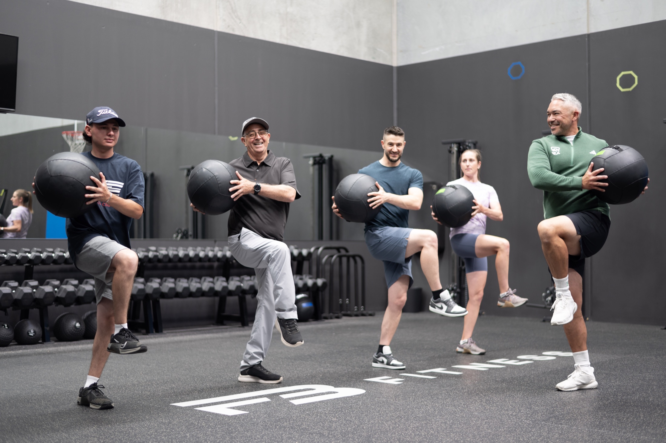Golfers training together on the Golfers Hub performance floor in Port Melbourne